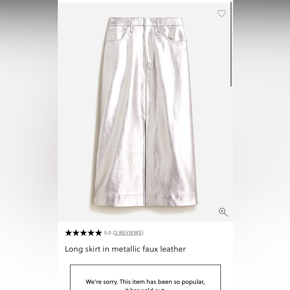 J. Crew Metallic Faux Leather Skirt